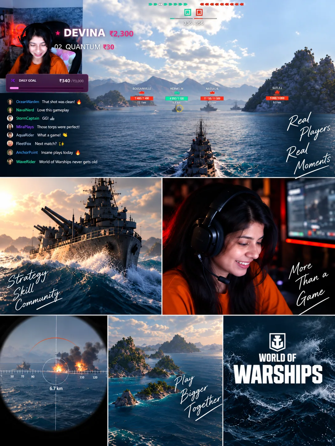World of Warships creators streaming and playing the game